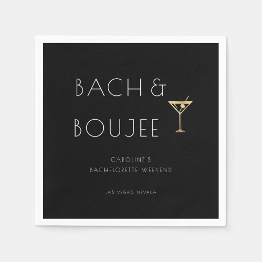Serviette En Papier Black and White Bach et Boujee Bachelorette Party (Devant)