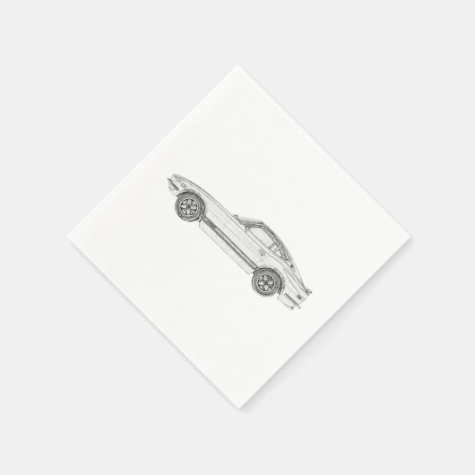 Serviette En Papier Black and White Datsun 240Z Pencil Style Drawing (Coin)