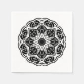 Serviette En Papier Black and white floral mandala (Devant)
