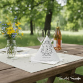 Serviette En Papier Black and White Floral Wedding Monogram