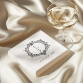Serviette En Papier black and white foliage Crest wedding