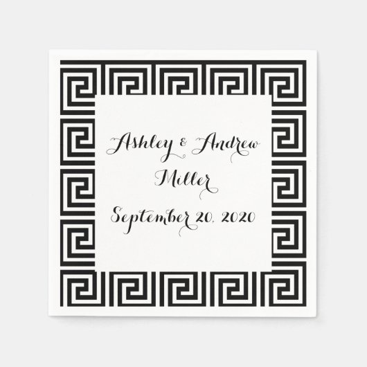Serviette En Papier Black and White Greek (Devant)
