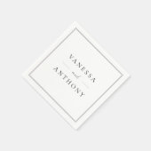 Serviette En Papier Black and White Minimalist Modern Wedding (Coin)