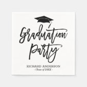 Serviette En Papier Black and White Modern Script Graduation Party (Devant)