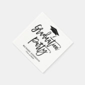 Serviette En Papier Black and White Modern Script Graduation Party (Coin)