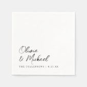 Serviette En Papier Black and White Modern Trendy Handwritten Wedding (Devant)