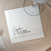 Serviette En Papier Black and White Modern Trendy Handwritten Wedding