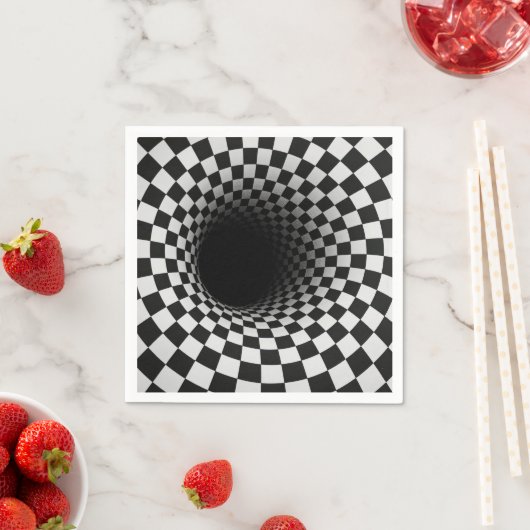 Serviette En Papier Black and White Optical Illusion Tunnel (En situation)