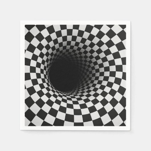 Serviette En Papier Black and White Optical Illusion Tunnel (Devant)