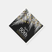 Serviette En Papier Black and White Palms 50th Birthday Party (Coin)