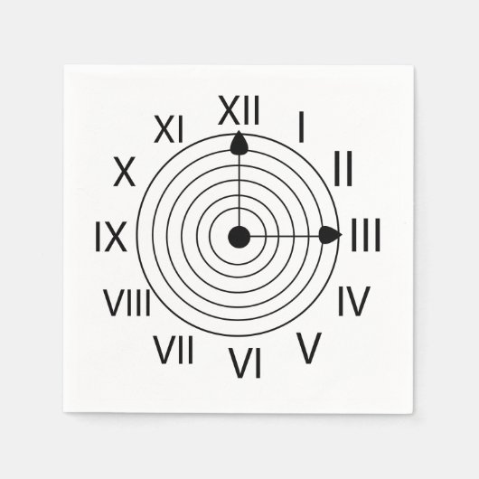 Serviette En Papier Black and White Roman Clock Party (Devant)