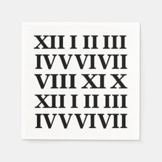 Serviette En Papier Black and White Roman Numeral Party