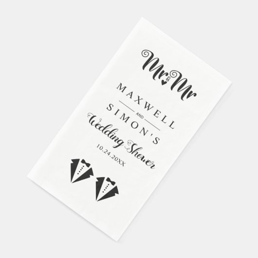 Serviette En Papier Black and white tuxedo two grooms gay wedding (Coin)