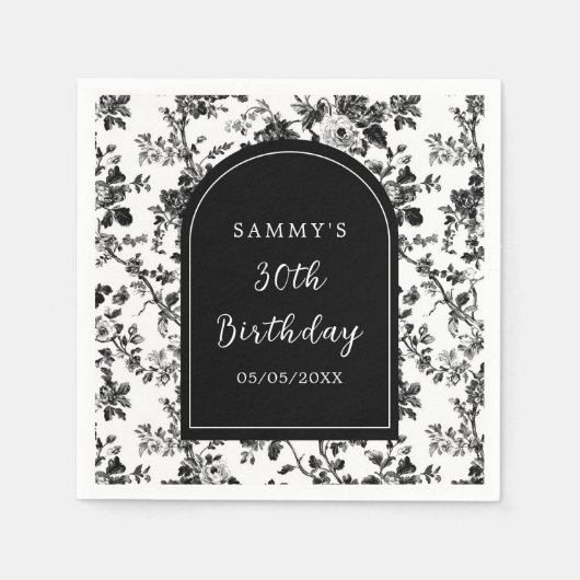 Serviette En Papier Black Antique Chinoiserie fête d'anniversaire (Devant)
