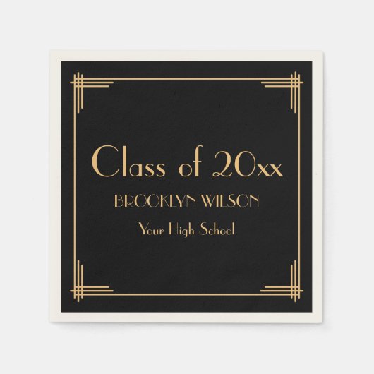 Serviette En Papier Black Art Déco Graduation Party (Devant)
