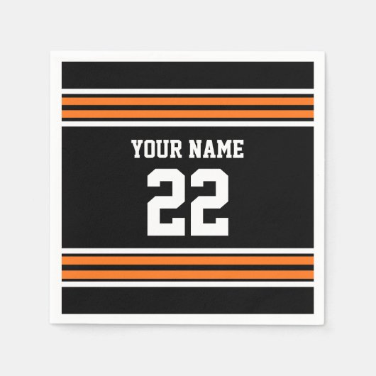 Serviette En Papier Black avec Orange White Stripes Team Jersey (Devant)