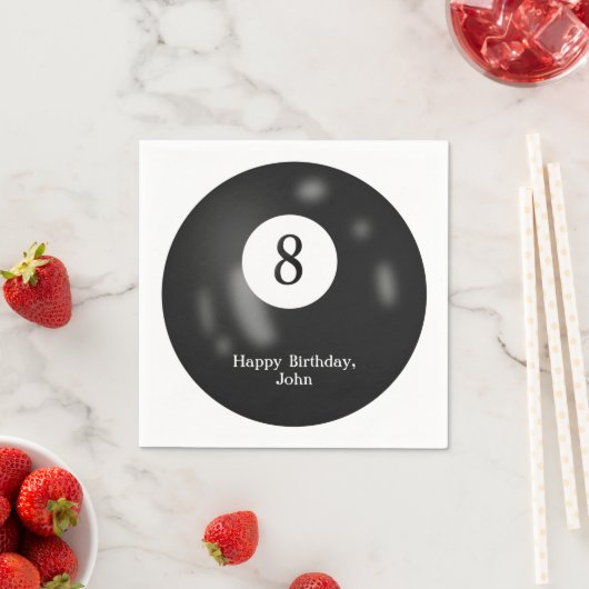 Serviette En Papier Black Billiard Huit Bal pour anniversaire (En situation)