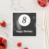 Serviette En Papier Black Billiard Huit Balles Anniversaire (En situation)