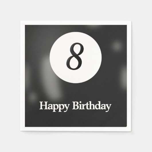 Serviette En Papier Black Billiard Huit Balles Anniversaire (Devant)