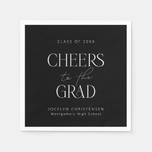 Serviette En Papier Black Blanc Personnalisé Chevaux Grad Party