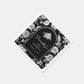 Serviette En Papier Black Blanc Rose Floral Arch 80e fête d'anniversai (Coin)