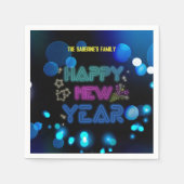 Serviette En Papier Black & Blue Midnight Sparkle Neon Glow New Year  (Devant)