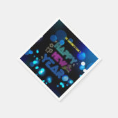 Serviette En Papier Black & Blue Midnight Sparkle Neon Glow New Year  (Coin)