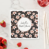 Serviette En Papier Black Blush Rose Or Floral Personnalisé (En situation)