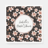 Serviette En Papier Black Blush Rose Or Floral Personnalisé (Devant)