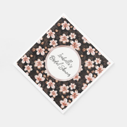 Serviette En Papier Black Blush Rose Or Floral Personnalisé (Coin)