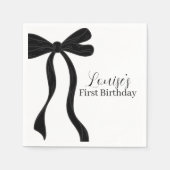 Serviette En Papier Black Bow 1st Birthday First Birthday Party (Devant)