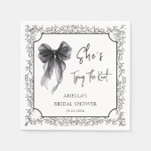 Serviette En Papier Black Bow Elle Attache La Fête des mariées de noeu (Devant)
