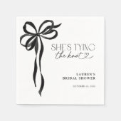 Serviette En Papier Black Bow Fête de Fiançailles de la Mariée Cérémon (Devant)