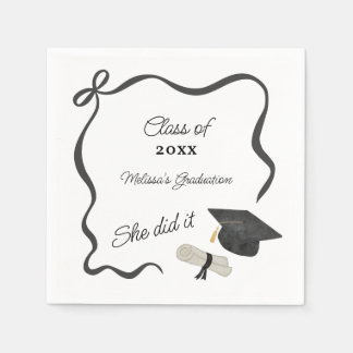 Serviette En Papier Black Bow Graduation
