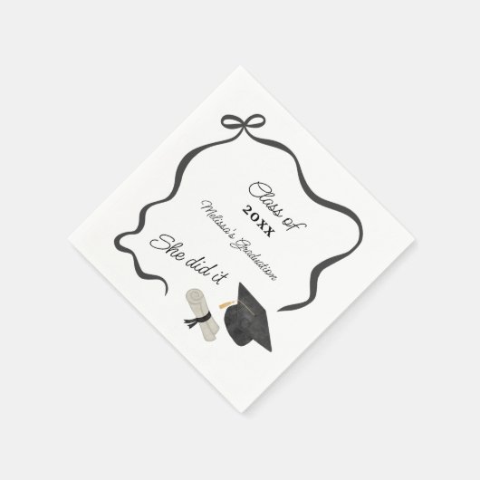 Serviette En Papier Black Bow Graduation (Coin)