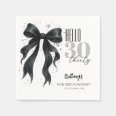 Serviette En Papier Black Bow Modern 30th Birthday  (Devant)