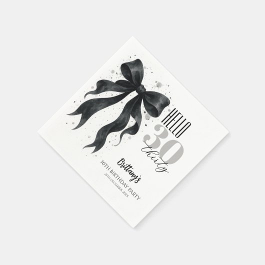 Serviette En Papier Black Bow Modern 30th Birthday  (Coin)