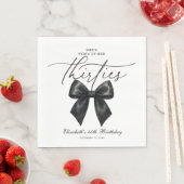 Serviette En Papier Black Bow Tying Up Her Thirties 40th Birthday (En situation)