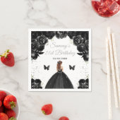 Serviette En Papier Black Brown Hair Princess Anniversaire (En situation)