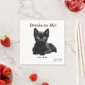 Serviette En Papier Black Cat Cocktail Napkin (En situation)