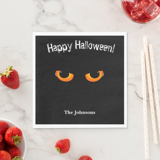 Serviette En Papier Black Cat Eyes Halloween Party Naples (En situation)