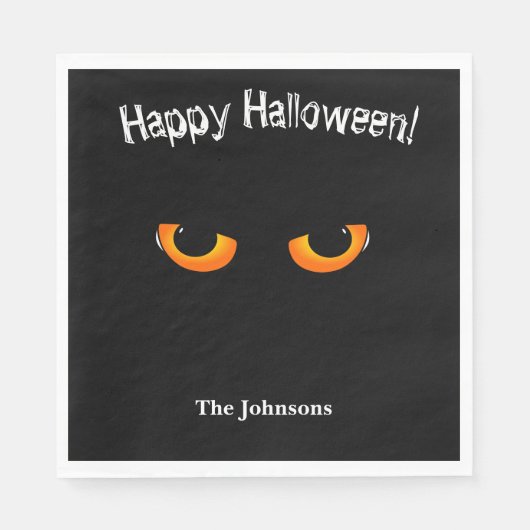Serviette En Papier Black Cat Eyes Halloween Party Naples (Devant)