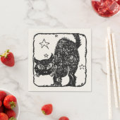 Serviette En Papier Black Cat Halloween Party Napkin (En situation)