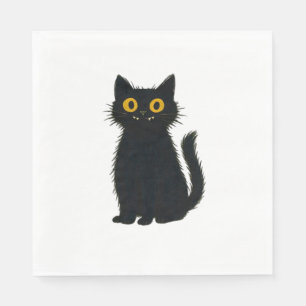 Serviette En Papier Black Cat Magic - Jolie Halloween & Mystic Cat Art
