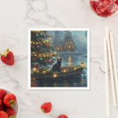 Serviette En Papier Black Cat Noël Festive Voyage (En situation)