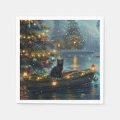 Serviette En Papier Black Cat Noël Festive Voyage (Devant)
