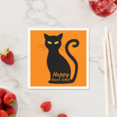 Serviette En Papier Black Cat Orange Halloween (En situation)