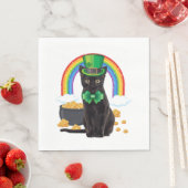 Serviette En Papier Black Cat St Patrick's Day Leprechaun Shamrock (En situation)