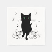 Serviette En Papier Black Cat Surrounded by Whispering Notes of Music (Devant)