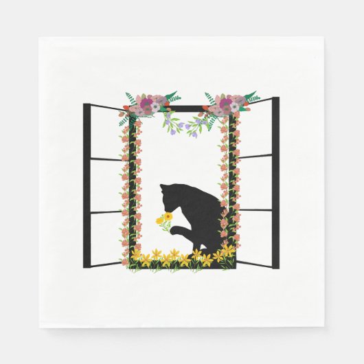 Serviette En Papier black cat witwer flower (Devant)
